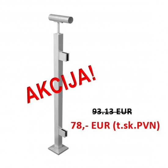 Kvadrātveida vertikālais balsts stikla margām; margu stabiņš; stikla margas; margu balsts; margu stiprinājumi